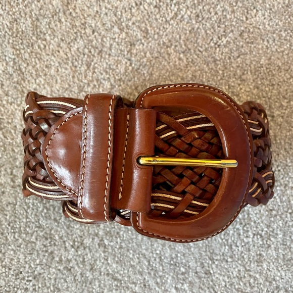 Harold's Accessories - Harold’s Brown Leather Braided Belt Size Small